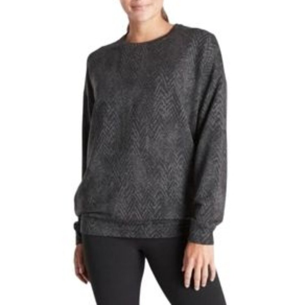 Athleta Studio to Street Print Sweatshirt in Charcoal Heather Medusa